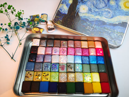 60 Pcs Watercolor Set - Handmade Half Pan Watercolor Paints in Metal Tin Box