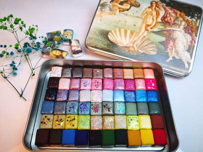 60 Pcs Watercolor Set - Handmade Half Pan Watercolor Paints in Metal Tin Box