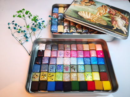 60 Pcs Watercolor Set - Handmade Half Pan Watercolor Paints in Metal Tin Box