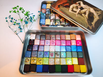 60 Pcs Watercolor Set - Handmade Half Pan Watercolor Paints in Metal Tin Box