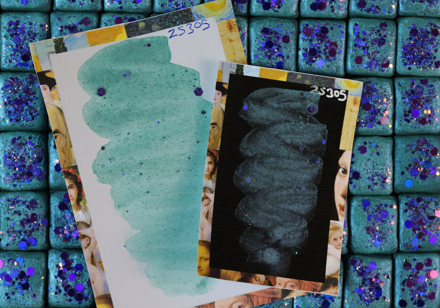 Half Pan Watercolor Paints - Handmade Watercolor - Art Supplies - Color Code: ZS305( Turquoise Sky Sparkle )