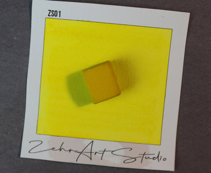 Half Pan Watercolor Paints - Handmade Watercolor - Art Supplies - Color Code: ZS01 (Yellow )