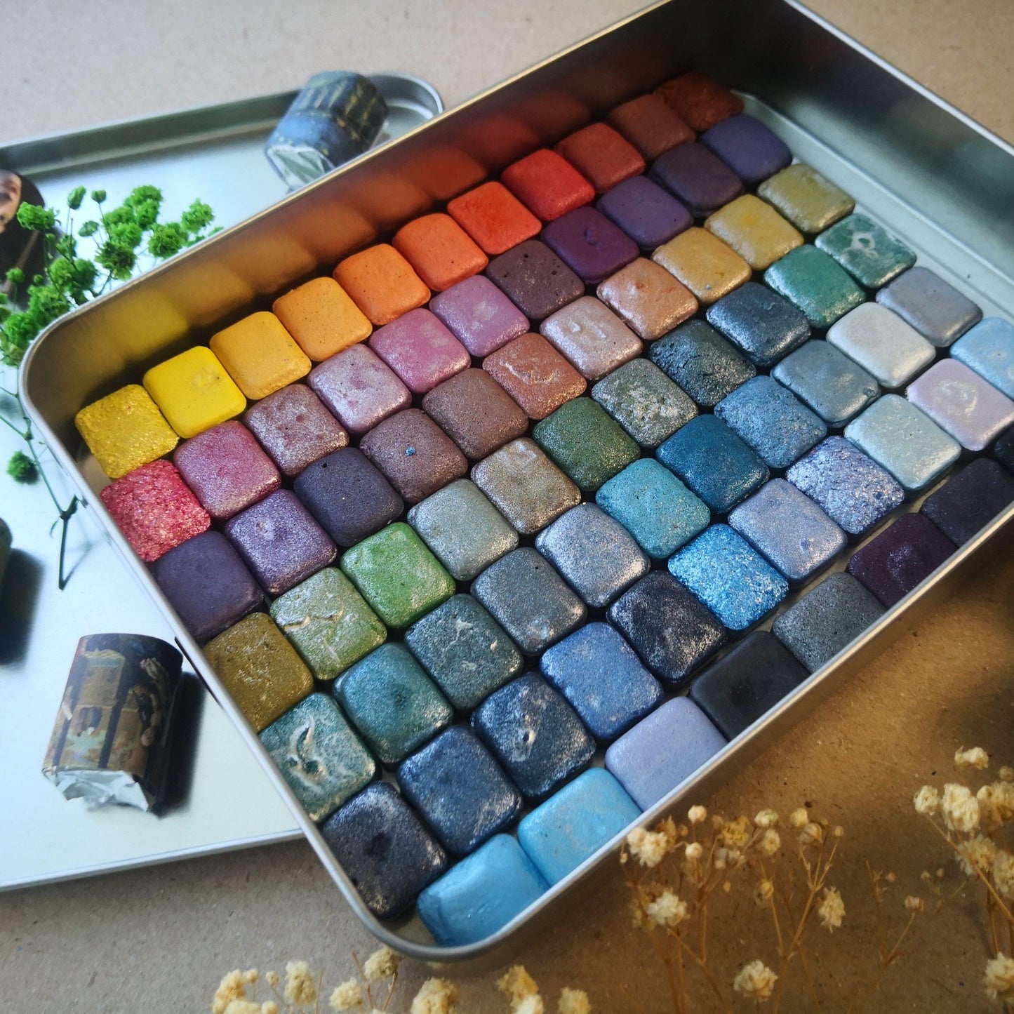 75 Pcs Quarter Pan Watercolor Set - Handmade Watercolor Art Paints - Gift for Artist