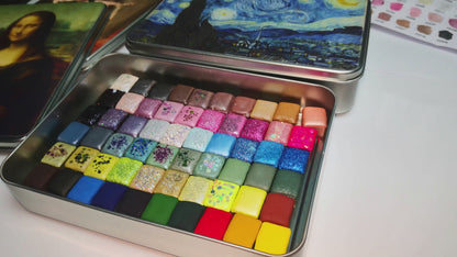 60 Pcs Watercolor Set - Handmade Half Pan Watercolor Paints in Metal Tin Box